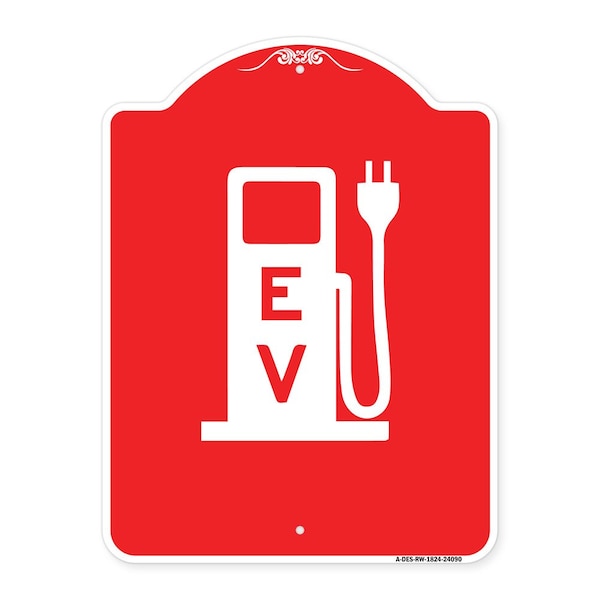 Signmission Ev Electric Vehicle Charging Station, Red & White Aluminum Sign, 18" x 24", RW-1824-24090 A-DES-RW-1824-24090 - main